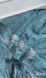 Load image into Gallery viewer, Jazba Women's Lakhnavi Handcrafted Mul Chanderi Unstitched Kurta And Dupatta Set - HONC0356294