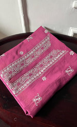 将图像加载到图库查看器中， Lucknowi Handcrafted Chanderi Silk Chikankari Unstitched Unisex Kurta Fabric - HONC0268120