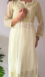 Load image into Gallery viewer, Humaira Women's Lakhanvi Handcrafted Faux-Georgette Chikankari Dress - HONC05080
