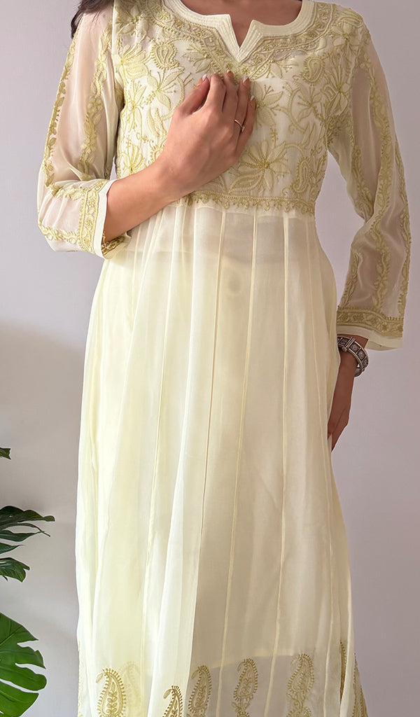Humaira Women's Lakhanvi Handcrafted Faux-Georgette Chikankari Dress - HONC05080