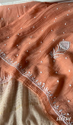 Load image into Gallery viewer, Orange Mul Chanderi Chikankari 2 Pc Unstitched Suit Set