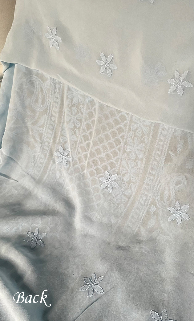 Women's Lakhnavi Handcrafted Viscose Georgette Chikankari Full Suit Material - HONC0317918