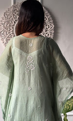 Load image into Gallery viewer, Rabia Women&#39;s Lucknowi Handcrafted Mul chanderi Chikankari Kaftan - HONC0310788
