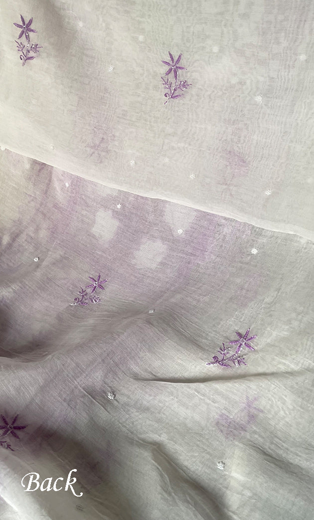 Women's Lakhnavi Handcrafted Unstitched Mul Chanderi Kurta And Dupatta Set - HONC0327491