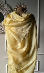 将图像加载到图库查看器中， Women&#39;s Lakhnavi Handcrafted Tussar Silk Chikankari Saree - HONC0284145
