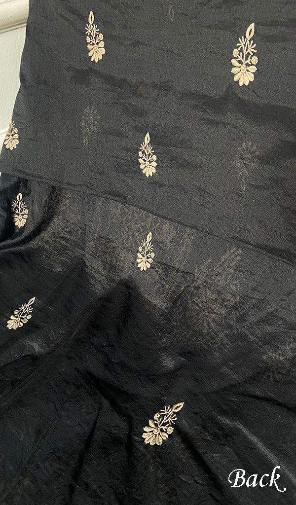 Women's Lakhnavi Handcrafted Mul Chanderi Unstitched Chikankari Full Suit - HONC0351095