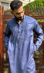 Load image into Gallery viewer, Men&#39;s Lucknowi Handcrafted Cotton Chikankari Kurta - HONC0321514
