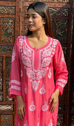 Load image into Gallery viewer, Women&#39;s Lucknowi Handcrafted Muslin Chikankari Kurti - HONC0209837
