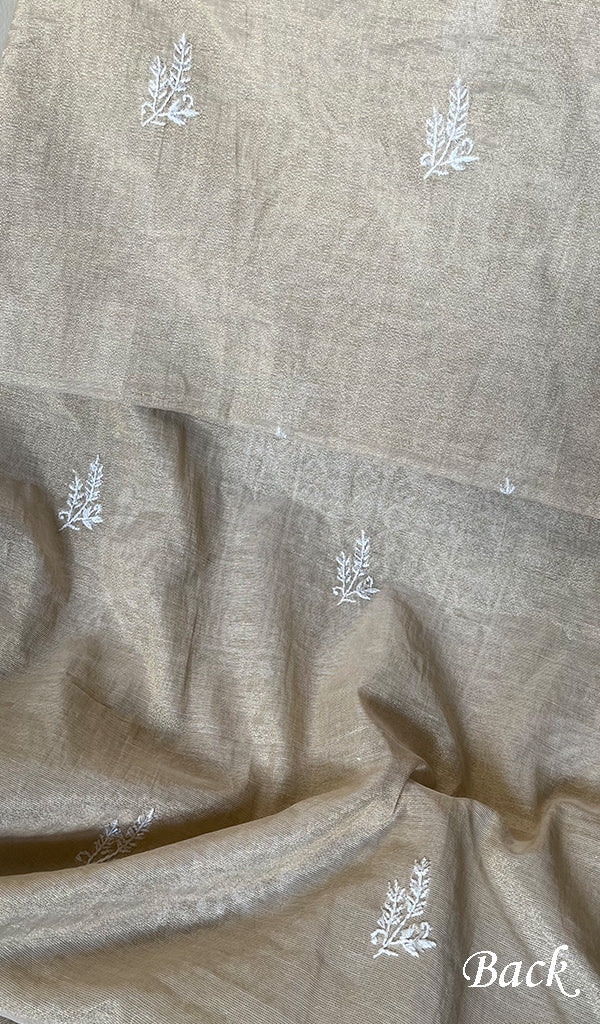 Women's Lakhnavi Handcrafted Tissue Chanderi Chikankari Kutra Dupatta Set - HONC0278158