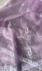 将图像加载到图库查看器中， Women&#39;s Lakhnavi Handcrafted Organza Chikankari Unstitched Full Suit Material - HONC0287041
