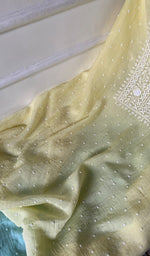 Load image into Gallery viewer, Jazba Women's Lakhnavi Handcrafted Mul Chanderi Unstitched Kurta And Dupatta Set - HONC08874952