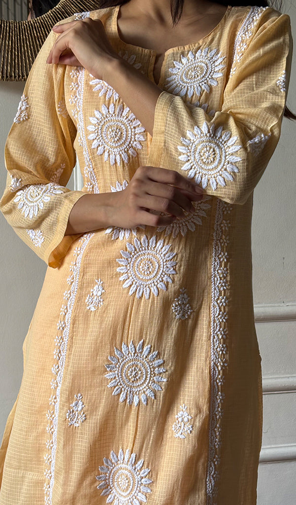 Women's Lakhnavi Handcrafted Kota Cotton Chikankari Kurti - HONC0360457