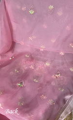 将图像加载到图库查看器中， Women&#39;s Lakhnavi Handcrafted Pure Organza Silk Chikankari Unstitched Full Suit Material - HONC0267232
