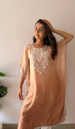 Load image into Gallery viewer, Pragya Women's Lucknowi Handcrafted Mul chanderi Chikankari Kaftan - HONC03615788