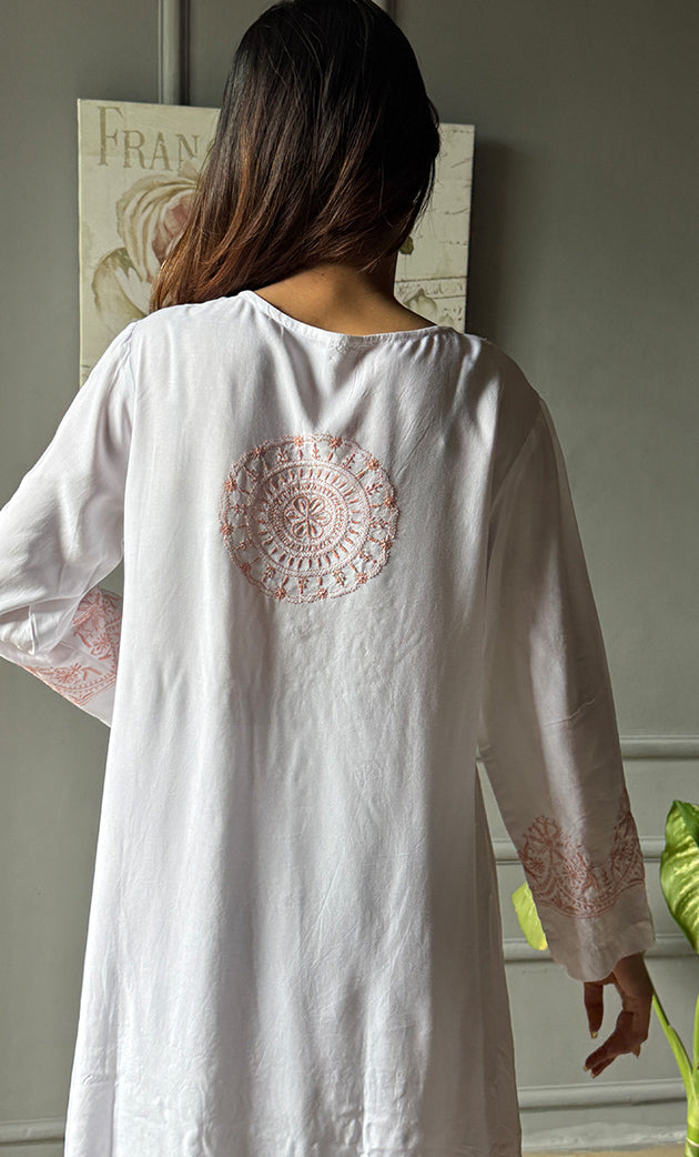 Women's Lakhnavi Handcrafted Modal Cotton Chikankari Top - HONC0307537