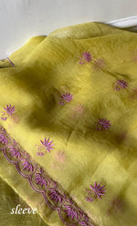 将图像加载到图库查看器中， Gulaab Women's Lakhnavi Handcrafted Pure Organza Chikankari Unstitched Kurta And Dupatta Set- HONC0311853