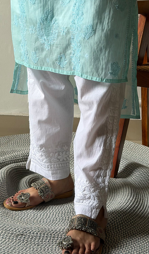 Arezo Women's Lucknowi Handcrafted Mul Chanderi Chikankari Kurti - HONC0345736