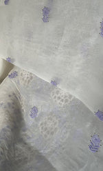 Load image into Gallery viewer, Mainaaj  Women's Lakhnavi Handcrafted Pure Organza Chikankari Unstitched Kurta And Dupatta Set- HONC0327338