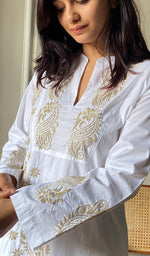 Load image into Gallery viewer, Women&#39;s Lucknowi Handcrafted Cotton Chikankari Kurti - HONC0276910
