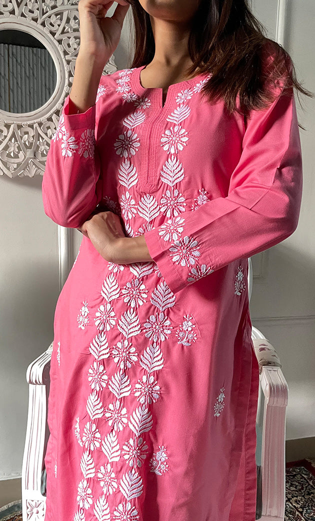 Women's Lucknowi Handcrafted Cotton Chikankari Kurti - HONC0330739