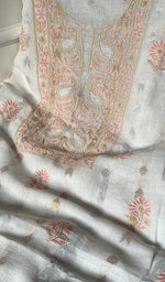 将图像加载到图库查看器中， Nagma Women&#39;s Lakhnavi Handcrafted Linen Cotton Chikankari Kurta And Dupatta Set- HONC0250085
