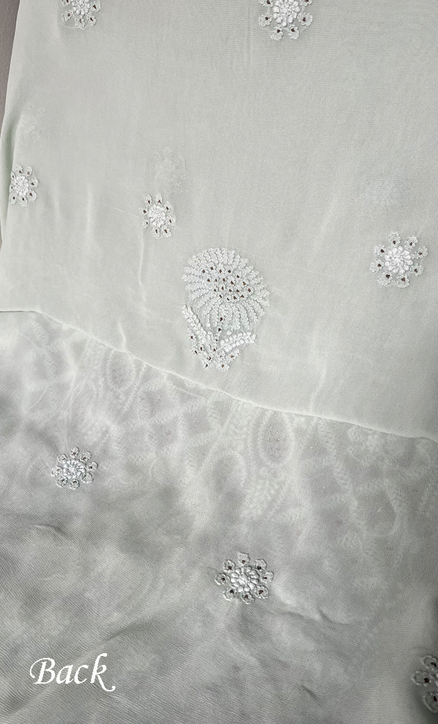 Women's Lucknowi Handcrafted Viscose Georgette Unstitched Chikankari Suit Material - HONC0271118