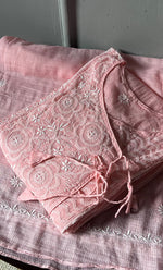 Load image into Gallery viewer, Sehmat Women&#39;s Lakhnavi Handcrafted Kota Cotton  Semi -Stitched Angrakha And Dupatta Set- HONC0301720
