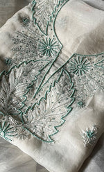 Load image into Gallery viewer, Women&#39;s Lakhnavi Handcrafted Pure Organza Chikankari Unstitched Kurta And Dupatta Set - HONC0308254
