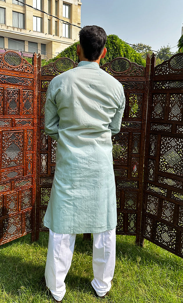 Men's Lucknowi Handcrafted Cotton Chikankari Kurta - HONC0260665