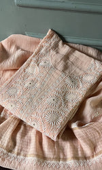 将图像加载到图库查看器中， Women&#39;s Lakhnavi Handcrafted Mul Chanderi Semi - Stitched Kurta And Dupatta Set - HONC0284753

