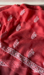 Load image into Gallery viewer, Women's Lucknowi Handcrafted Faux-Georgette Unstitched Chikankari Suit Material - HONC0348786