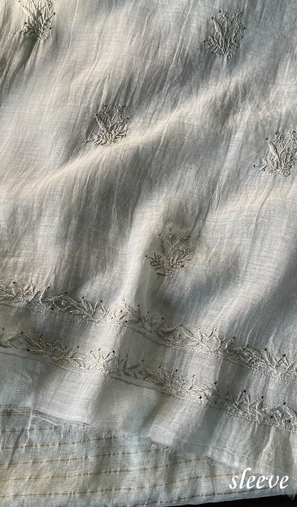 Women's Lakhnavi Handcrafted Mul Chanderi Chikankari Full Suit Material - HONC0270736