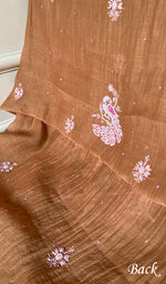 Load image into Gallery viewer, Women's Lakhnavi Handcrafted Mul Chanderi Unstitched Chikankari Full Suit Material - HONC0300387