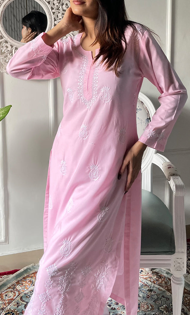 Women's Lucknowi Handcrafted Cotton Chikankari Kurti - HONC0330706