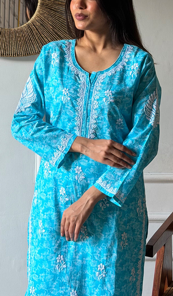 Shagufta Women's Lakhnavi Handcrafted Cotton Chikankari Kurti - HONC0350632