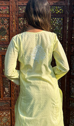 将图像加载到图库查看器中， Women&#39;s Lucknowi Handcrafted Cotton Chikankari Kurti - HONC0217320
