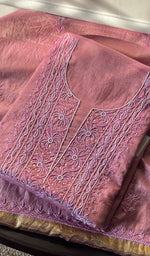 Load image into Gallery viewer, Women&#39;s Lakhnavi Handcrafted Tissue Chanderi Chikankari Suit Material - HONC0275985
