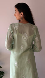 将图像加载到图库查看器中， Jiya Women's Lakhnavi Handcrafted Muslin Chikankari Kurti - HONC0367882