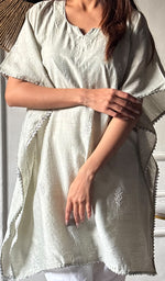 Load image into Gallery viewer, Women's Lucknowi Handcrafted Munga silk Chikankari Kaftan - HONC0316125