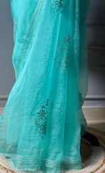 Load image into Gallery viewer, Amna Women&#39;s Lucknowi Handcrafted Pure Organza Silk Chikankari Saree - HONC0TI10500
