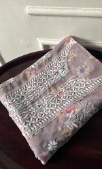 将图像加载到图库查看器中， Disha Women's Lakhnavi Handcrafted Organza Chikankari Unstitched Kurti Fabric - HONC0332145