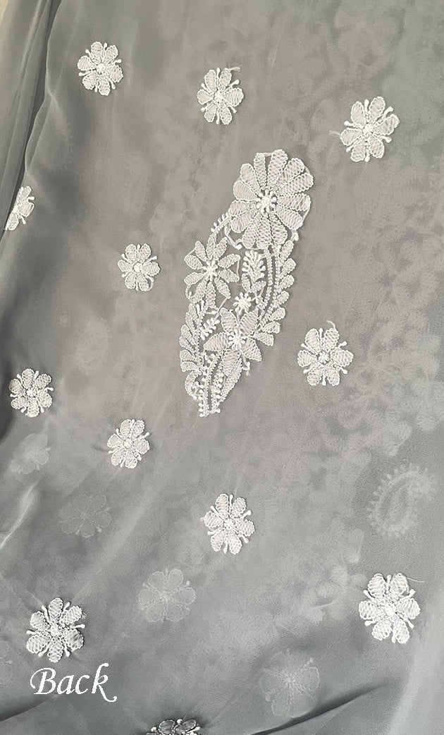 Women's Lucknowi Handcrafted Faux-Georgette Chikankari Suit Material - HONC0274416