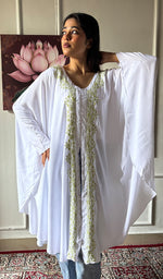 Load image into Gallery viewer, Women's Lucknowi Handcrafted Cotton Chikankari Kaftan - HONC0352334