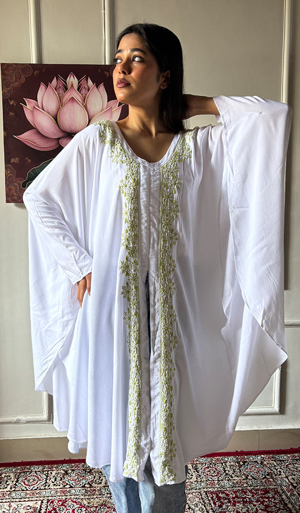 Women's Lucknowi Handcrafted Cotton Chikankari Kaftan - HONC0352334