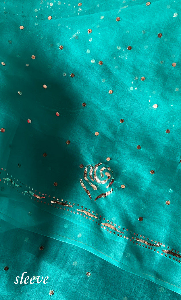 Women's Lakhnavi Handcrafted Pure Organza Chikankari Unstitched Kurta And Dupatta Set- HONC0299980