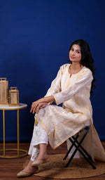 将图像加载到图库查看器中， Jubina Women&#39;s Lucknowi Handcrafted Cotton Chikankari Kurti - HONC0164307

