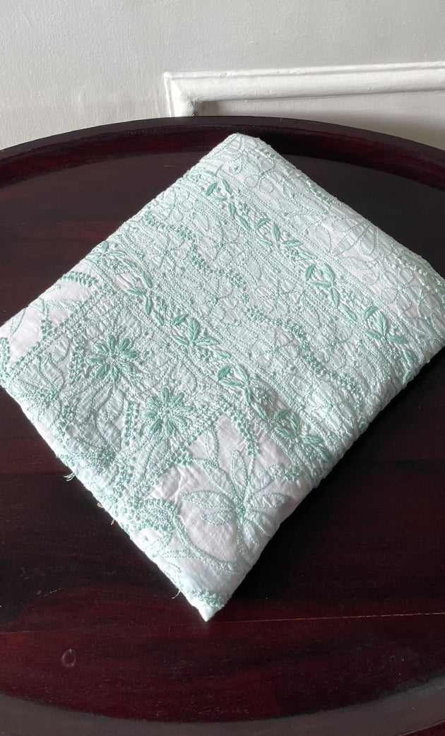 Women's Lakhnavi Handcrafted Cotton Chikankari Unstitched Kurti Fabric - HON0318050