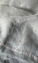 将图像加载到图库查看器中， Women&#39;s Lakhnavi Handcrafted Pure Organza Chikankari Unstitched Kurta And Dupatta Set- HONC0288321
