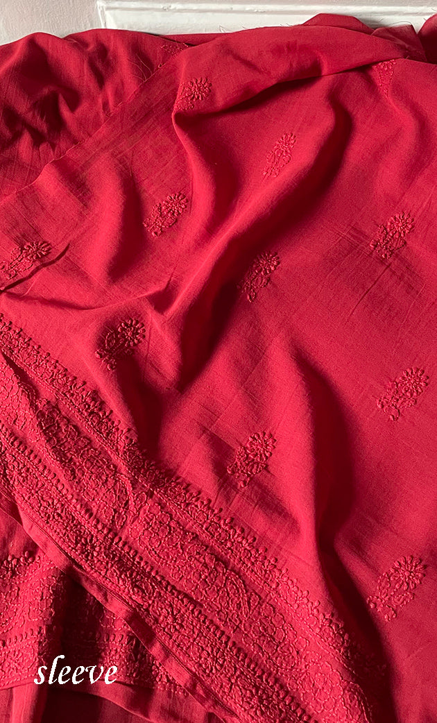 Women's Lakhnavi Handcrafted Unstitched Cotton Chikankari Suit Material - HONC061625