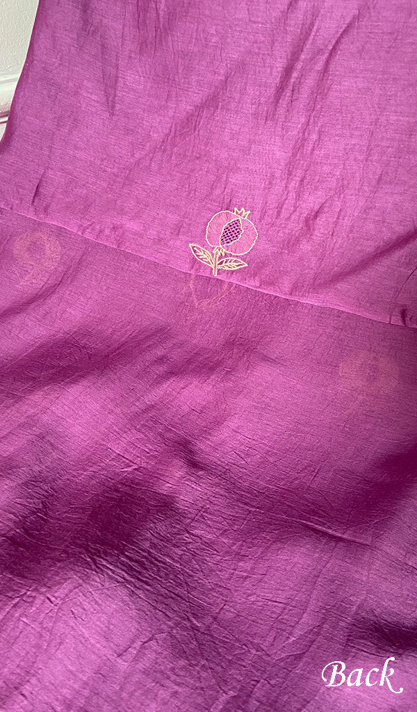 Women's Lakhnavi Handcrafted Chanderi Silk Unstitched Chikankari Full Suit - HONC0345261